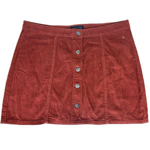 American Eagle Women's Corduroy Mini A-Line Skirt w/Buttons Size 34 Spiced Apple